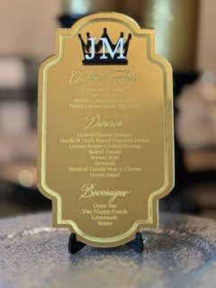 Elegant Laser Engraved Mirror Acrylic Menus