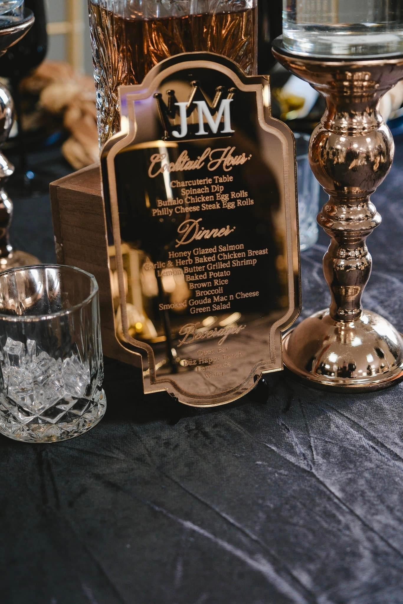 Elegant Laser Engraved Mirror Acrylic Menus